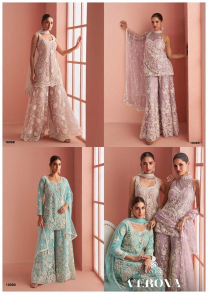 Beautiful designer plazo suit with embroidery
