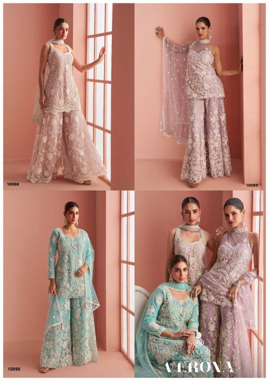 Beautiful designer plazo suit with embroidery