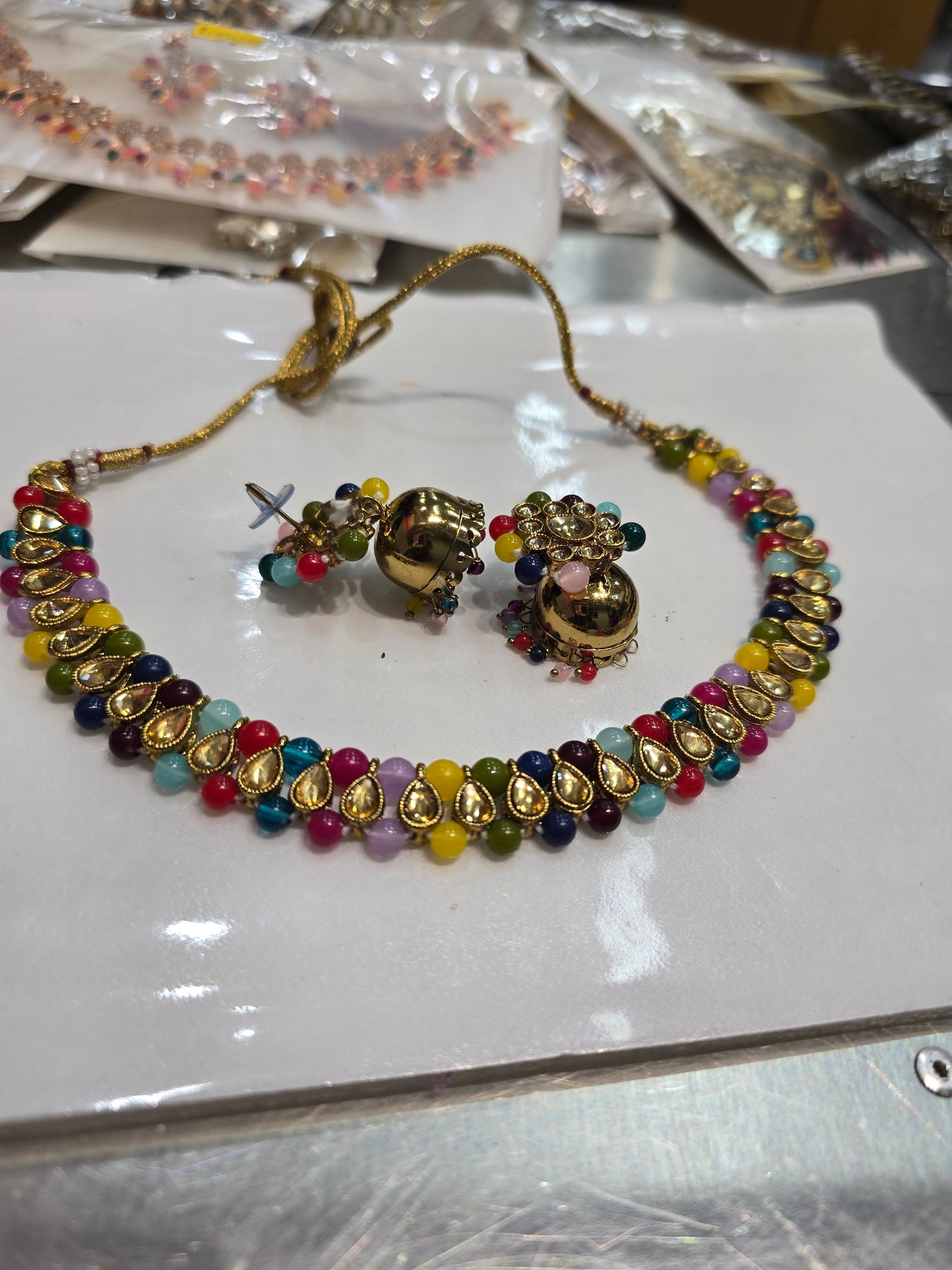 Beautiful designer necklace set with matching earrings