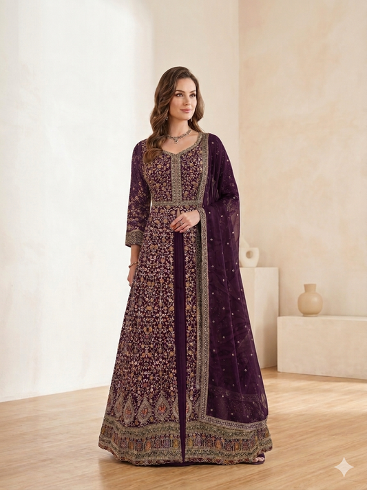 Beautiful designer long top lengha front slit