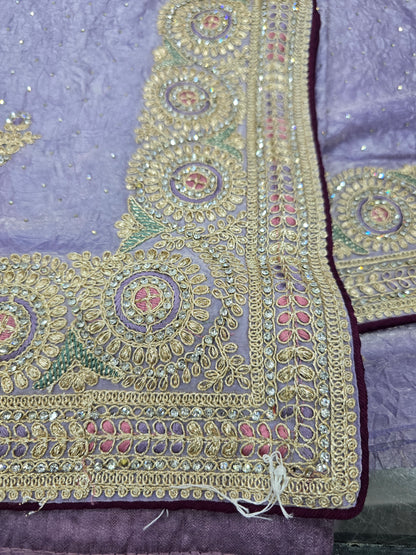 Beautiful designer fully embroidery saree with unstitched embroidery blouse