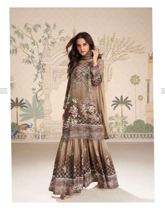 Beautiful designer printed sharara suit