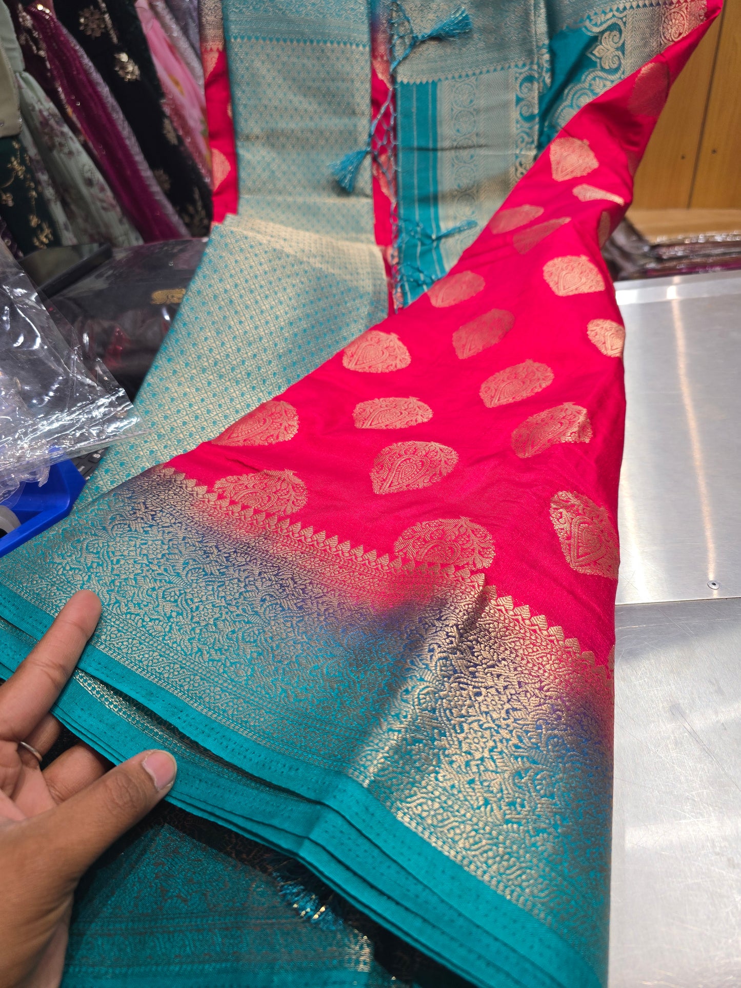 Beautiful designer temple silk saree