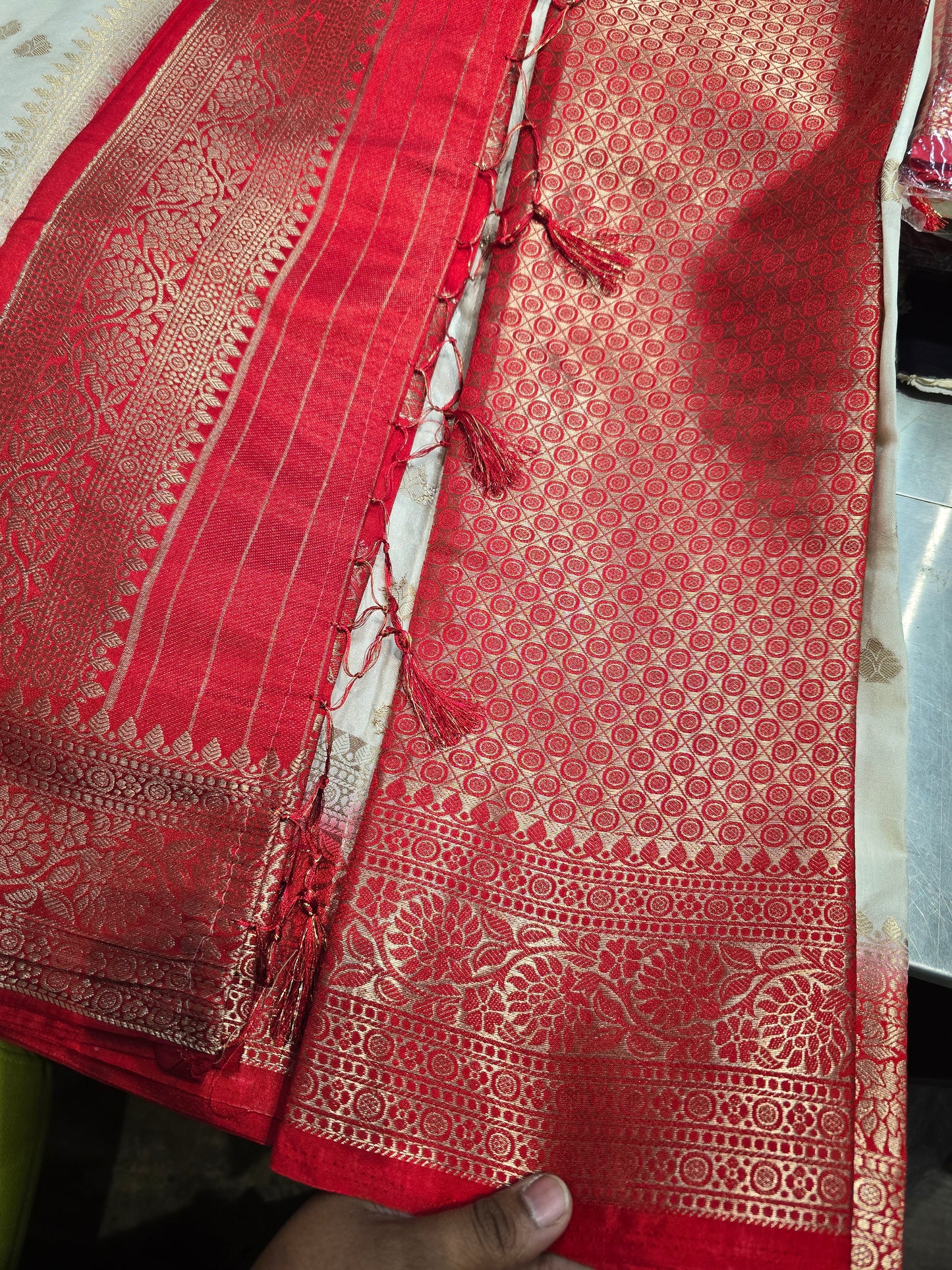Beautiful designer temple silk saree