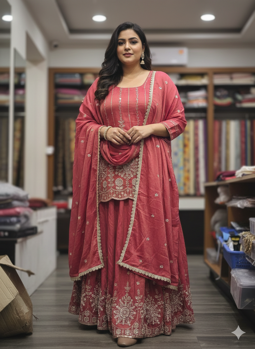 Beautiful designer long top lengha