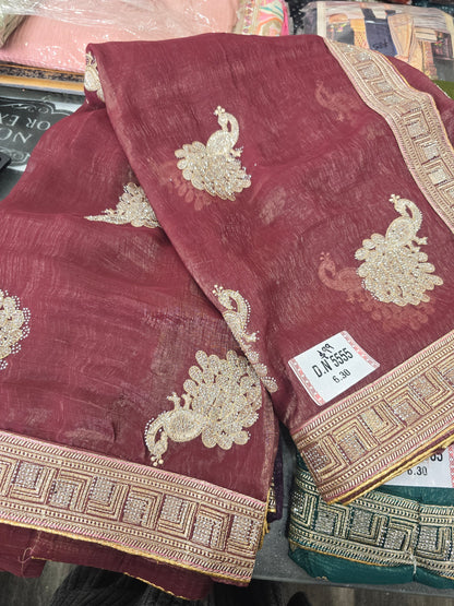 Beautiful designer hand embroidery jimmy choo  saree