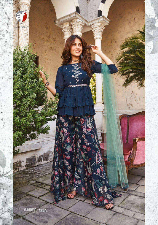 Beautiful designer casual plazo suit with peplum top