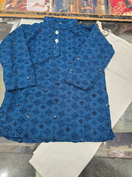 Beautiful designer chikankari kurta pyjama for baby boys