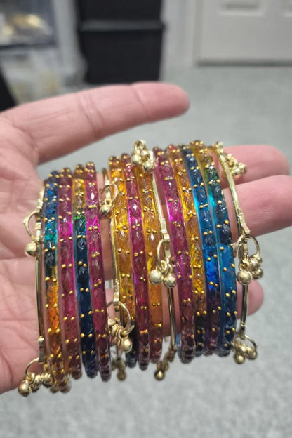 Beautiful designer multicolor raindrop bangles with Kashmiri bangles