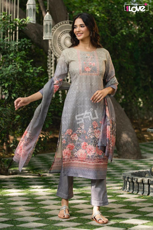 Beautiful designer Pakistani style straight kurti pants & dupptta