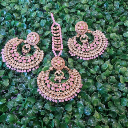 Beautiful designer oversized earing tikkah/bindi set