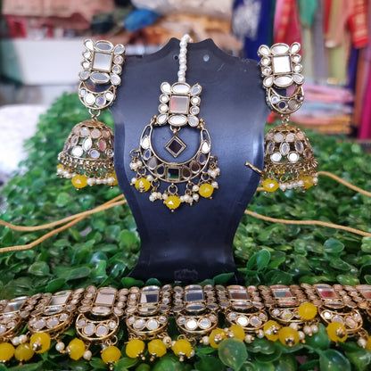 Beautiful designer choker set with earing and tikkah