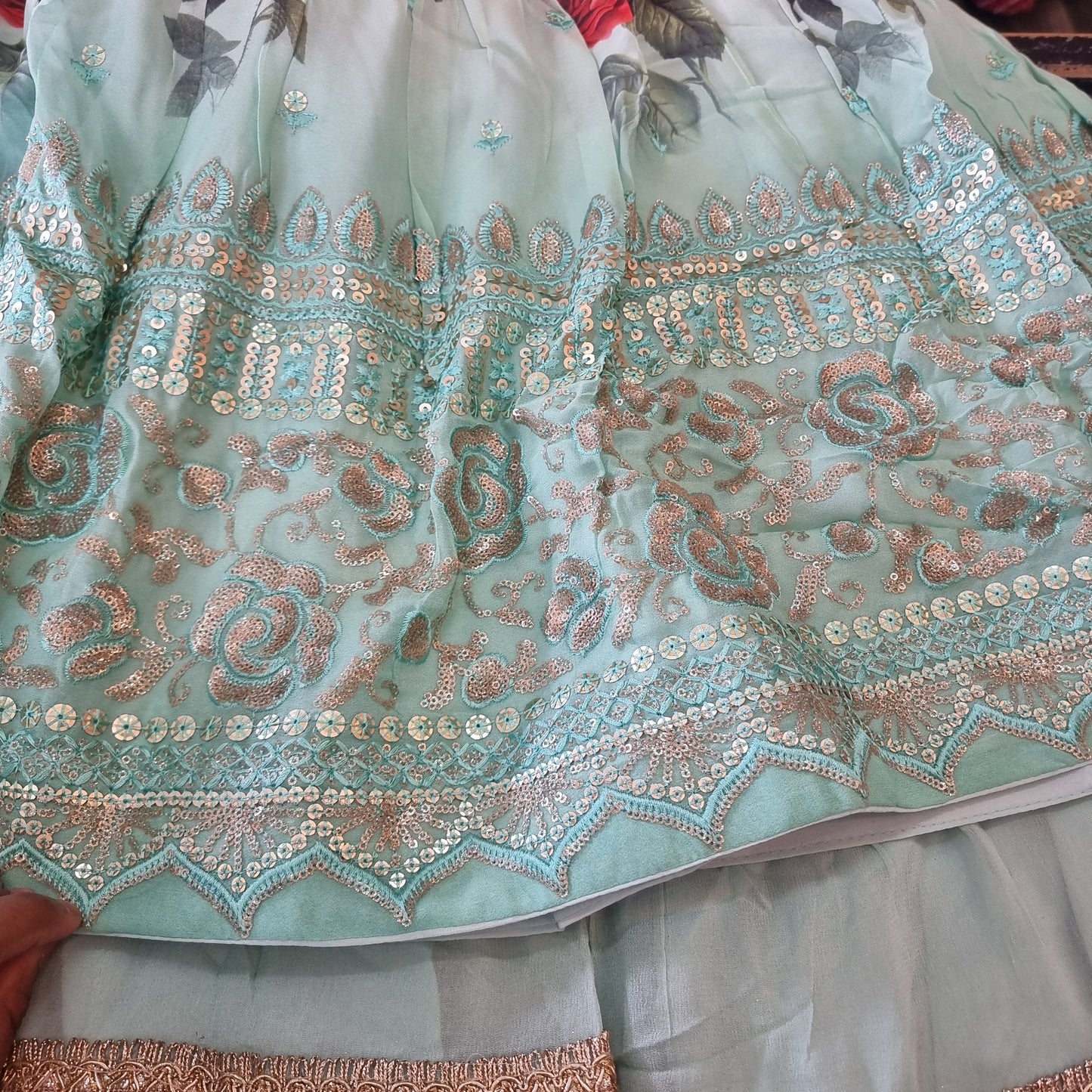 Beautiful designer floral sharara suit