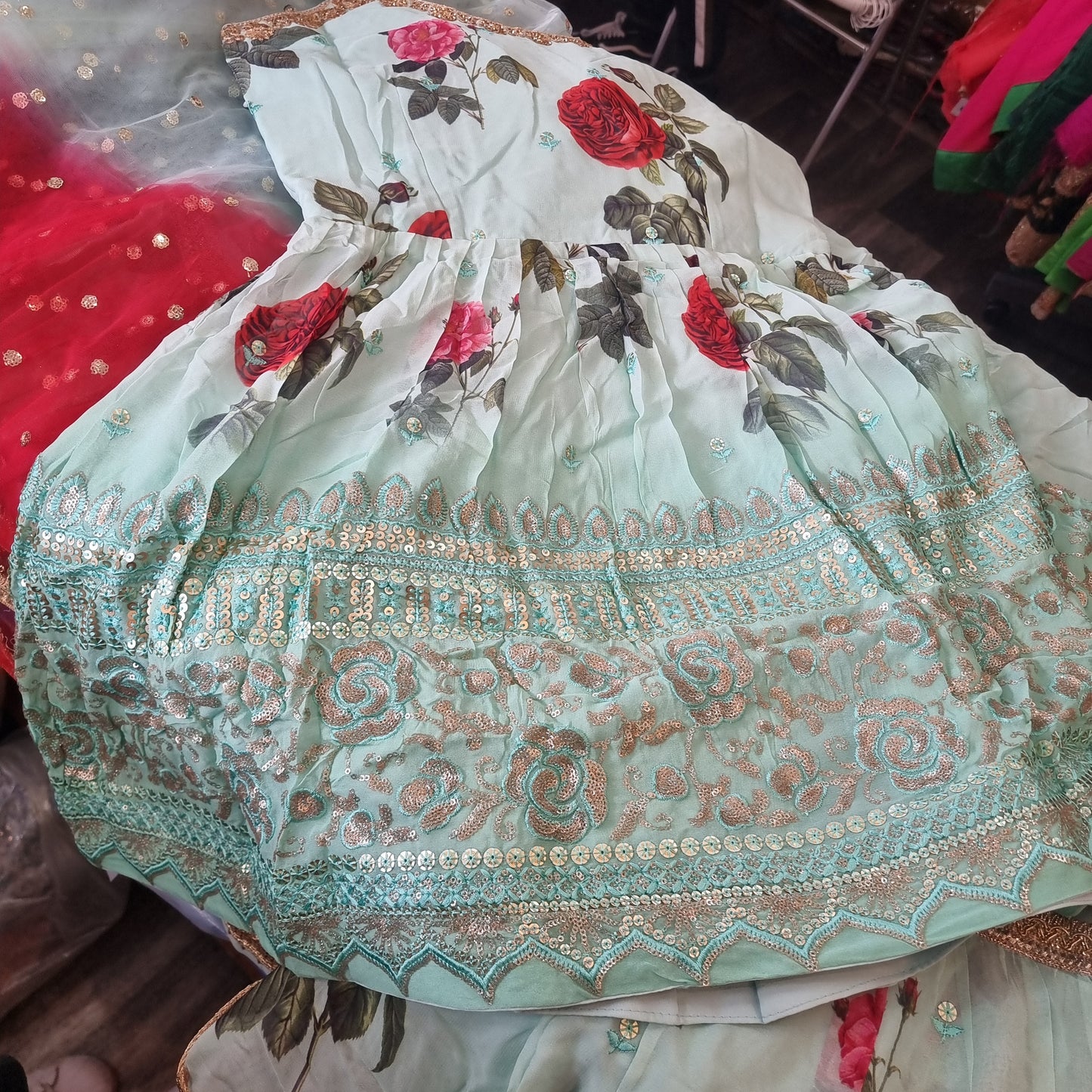 Beautiful designer floral sharara suit