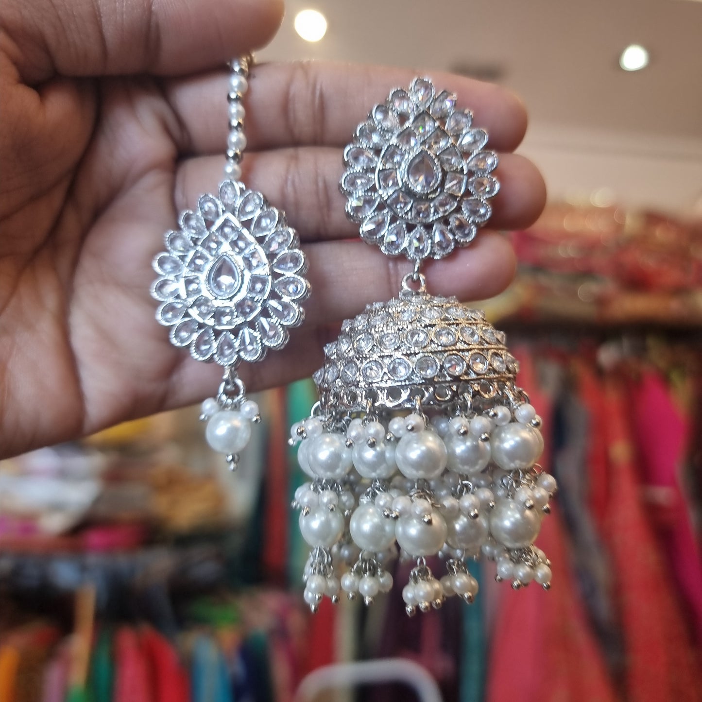 Beautiful designer jhumki earing with tikkah