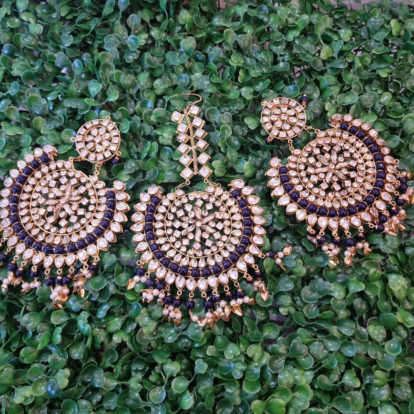 Beautiful designer earrings and tikkah set