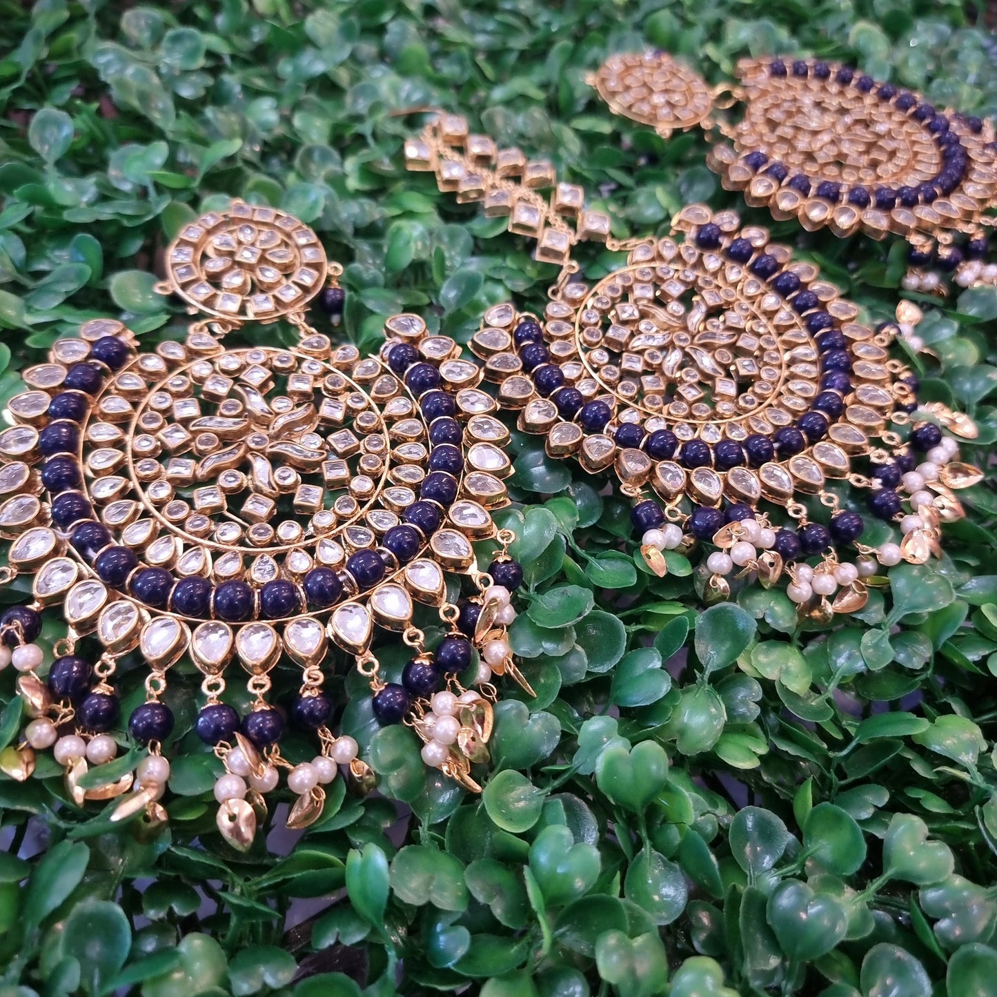 Beautiful designer earrings and tikkah set