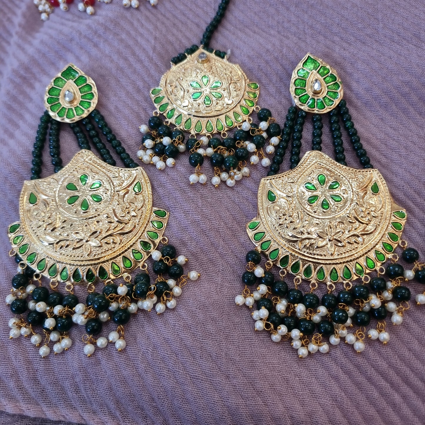 Beautiful designer earring tikkah set