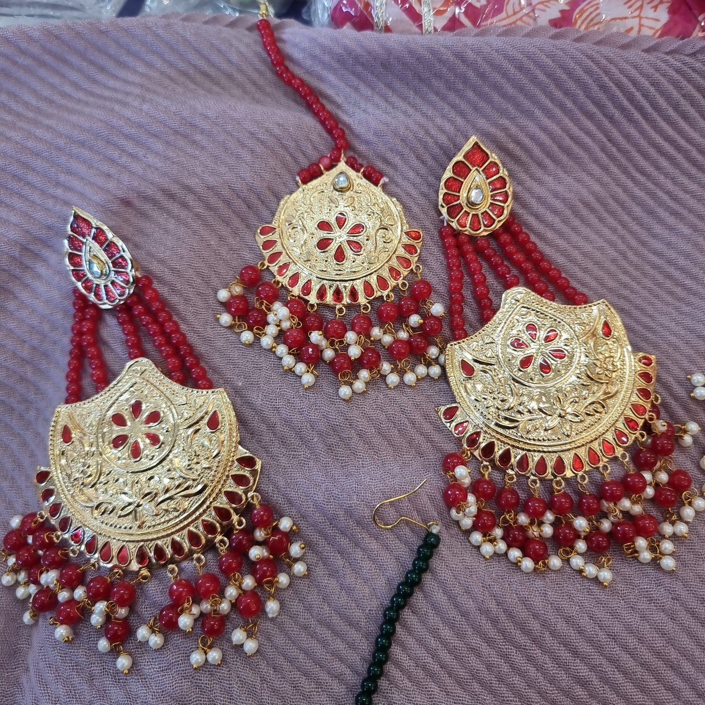 Beautiful designer earring tikkah set