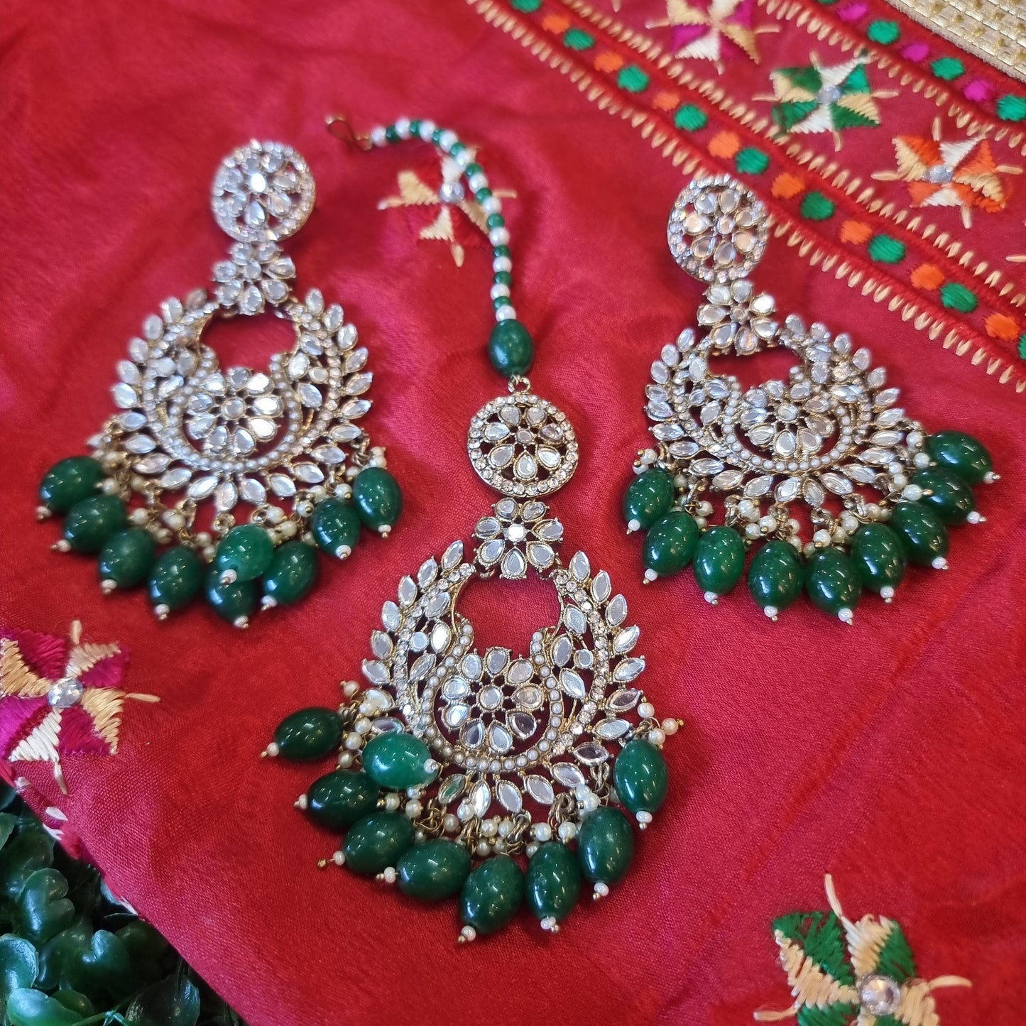 Beautiful designer mirror earrings tikkah