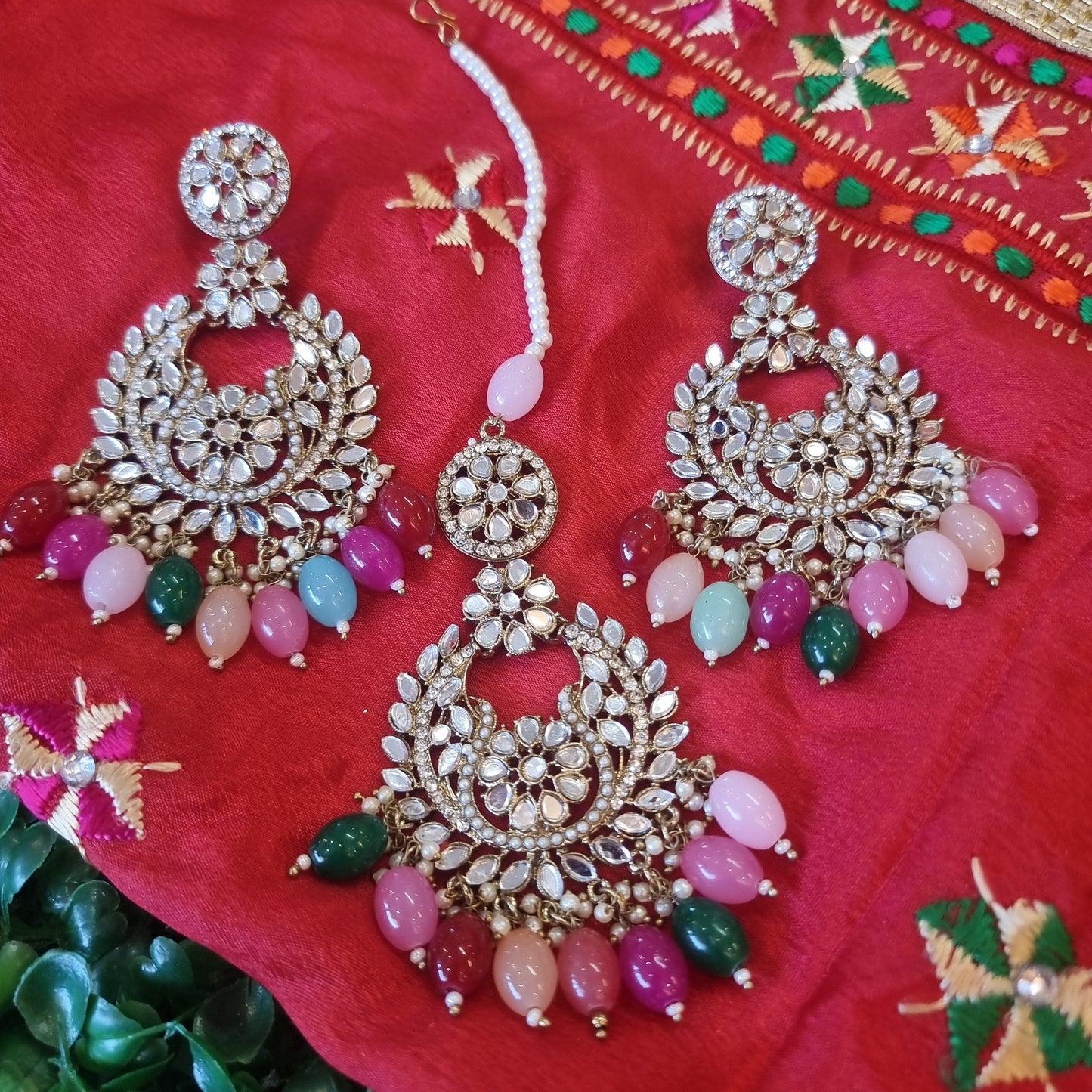 Beautiful designer mirror earrings tikkah