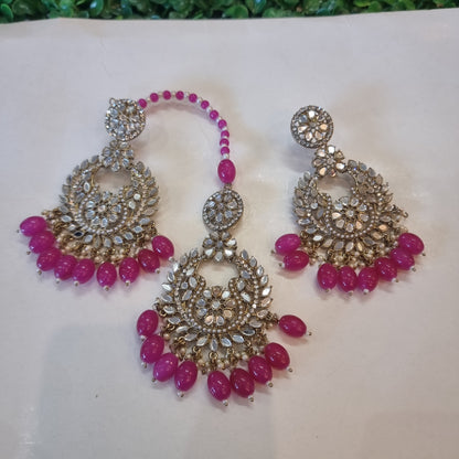 Beautiful designer mirror earrings tikkah