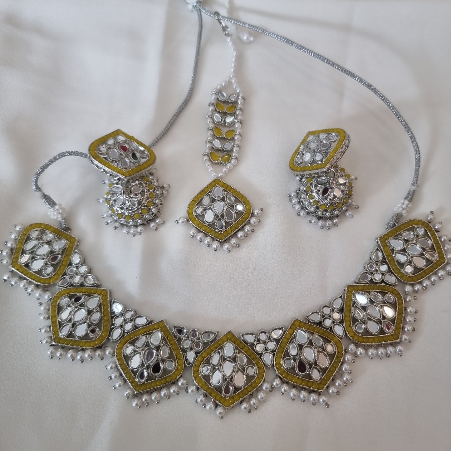 Beautiful deisgner mirror work necklace set