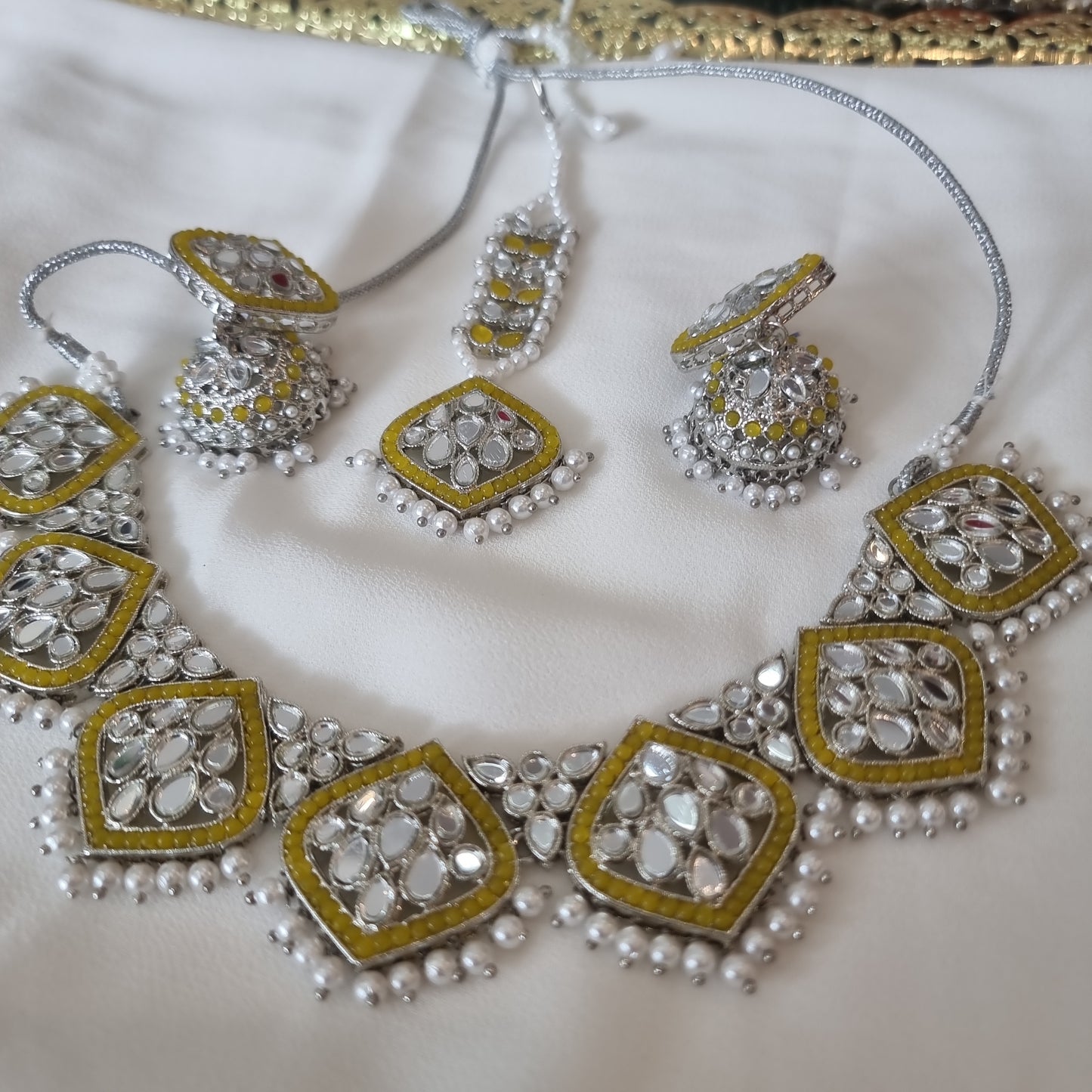 Beautiful deisgner mirror work necklace set