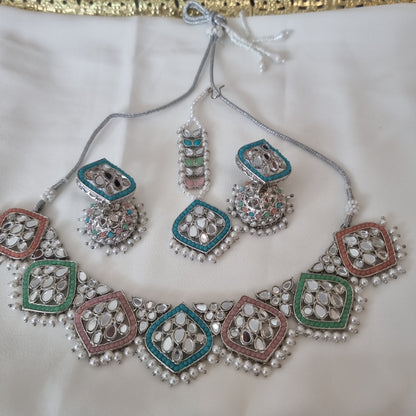 Beautiful deisgner mirror work necklace set