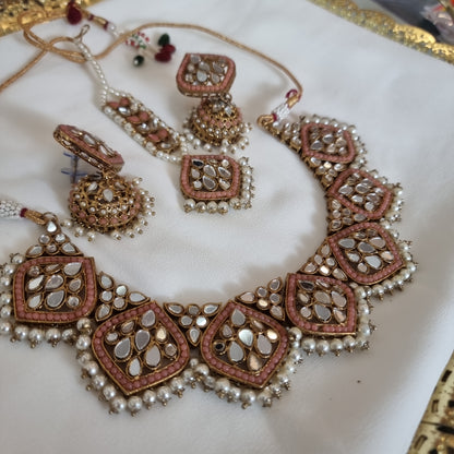 Beautiful deisgner mirror work necklace set