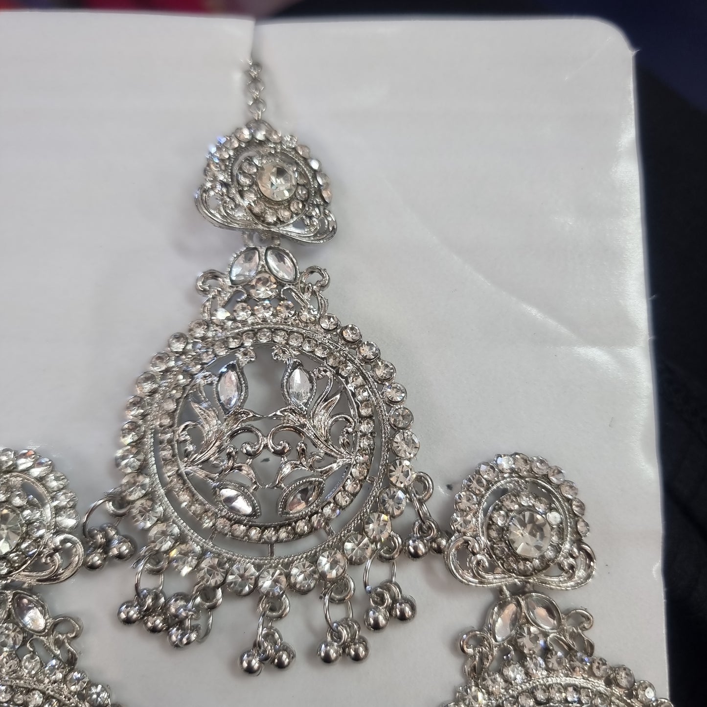 Beautiful designer earing tikkah set silver