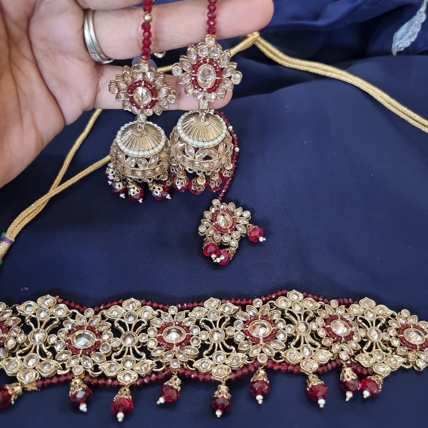 Beautiful designer polki necklace set