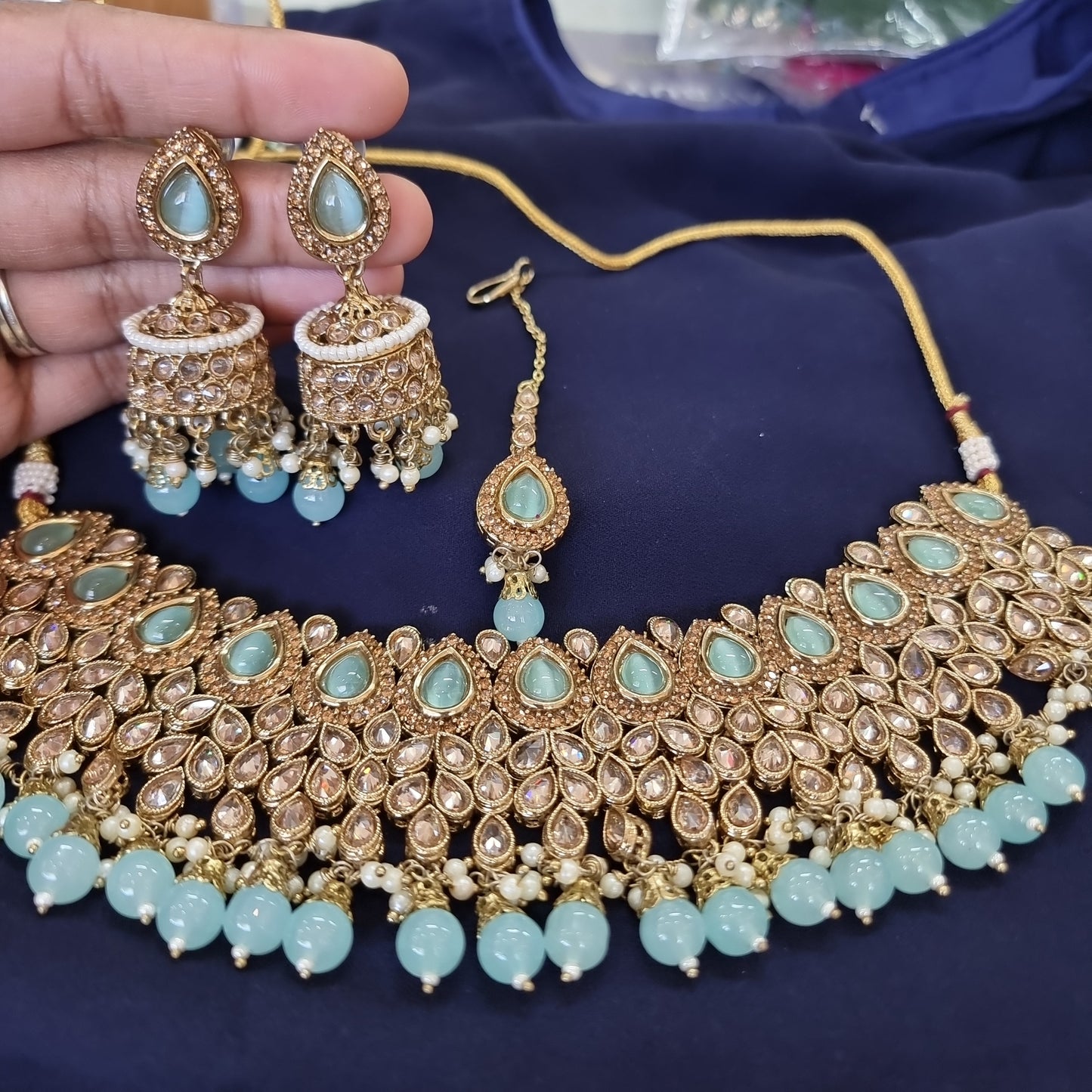 Beautiful designer polki necklace set