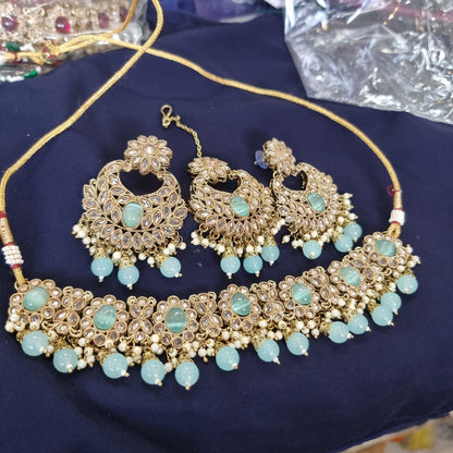 Beautiful designer polki necklace set