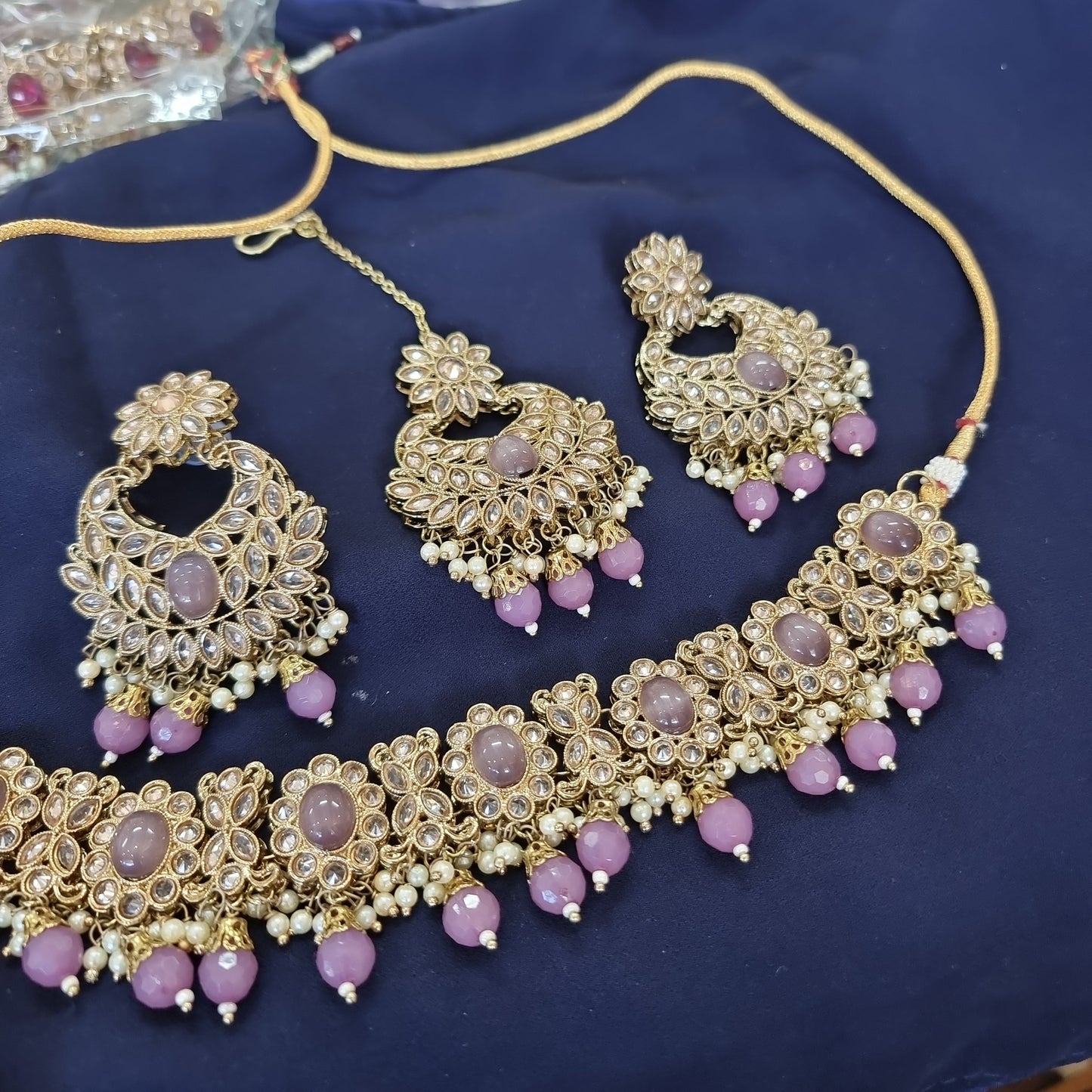 Beautiful designer polki necklace set