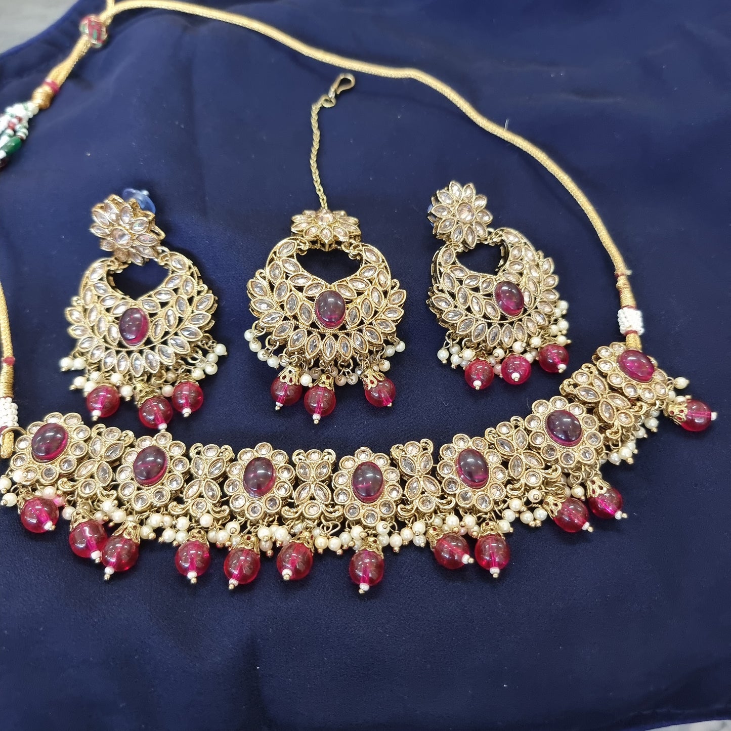 Beautiful designer polki necklace set