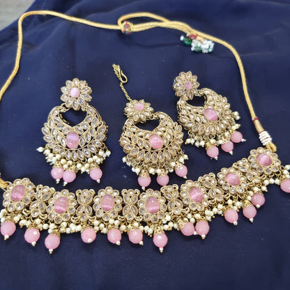 Beautiful designer polki necklace set