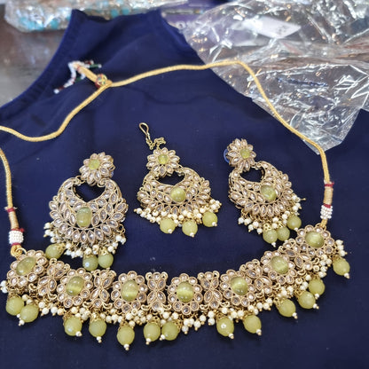 Beautiful designer polki necklace set