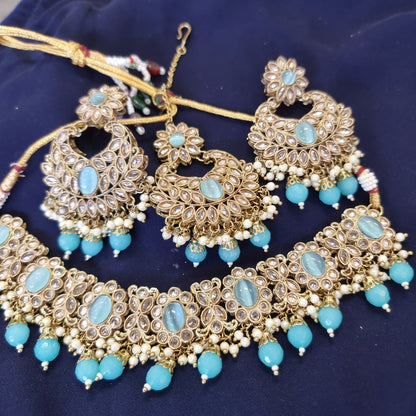 Beautiful designer polki necklace set