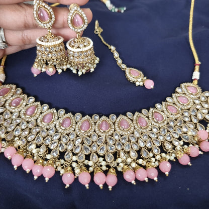 Beautiful designer polki necklace set