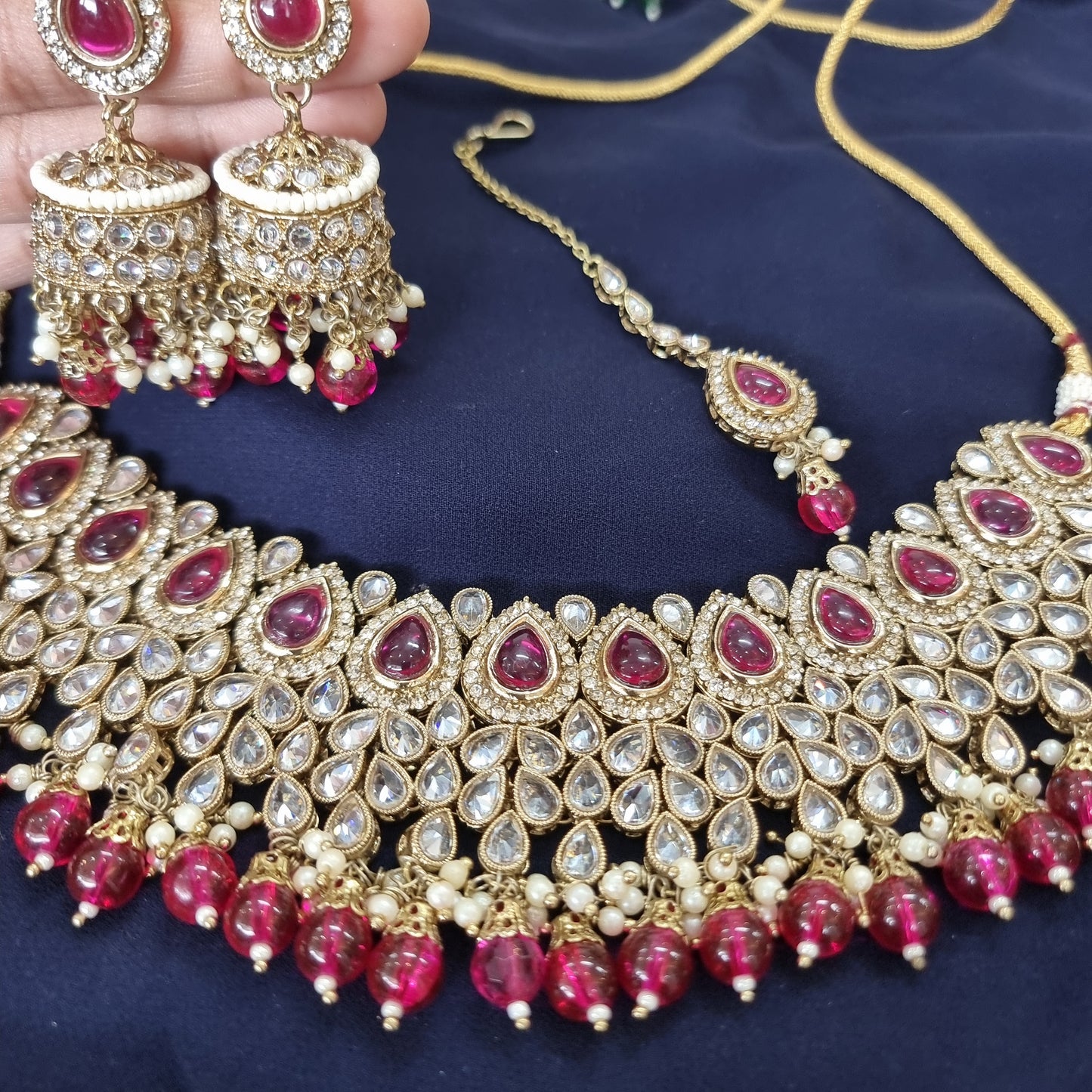 Beautiful designer polki necklace set