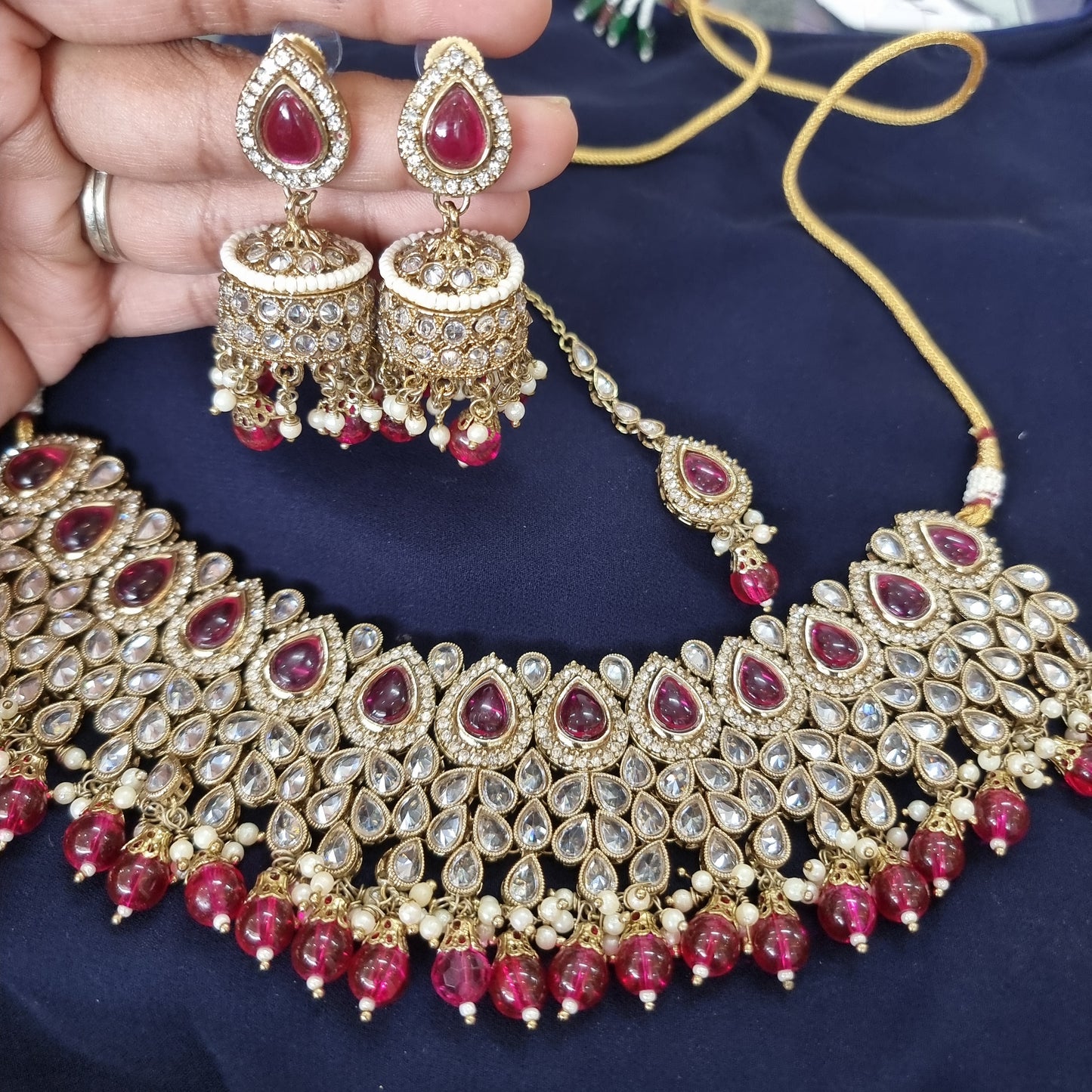 Beautiful designer polki necklace set