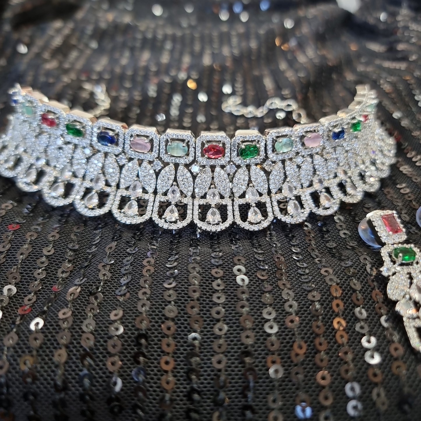 Beautiful designer american diamond choker set