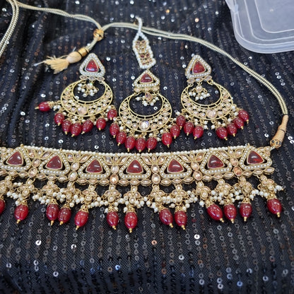 Beautiful designer polki necklace set