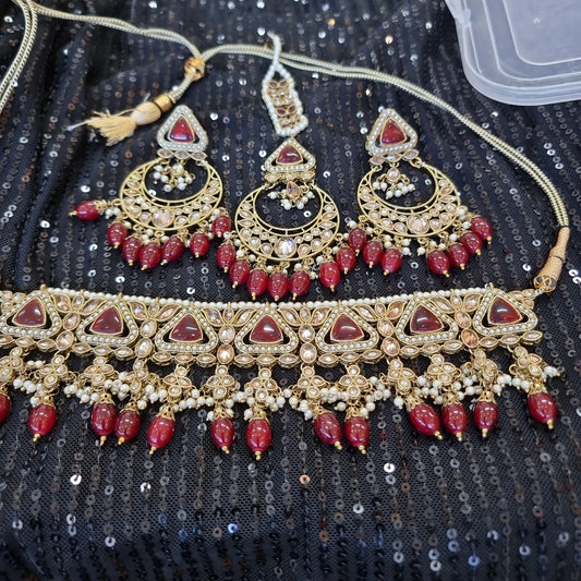 Beautiful designer polki necklace set