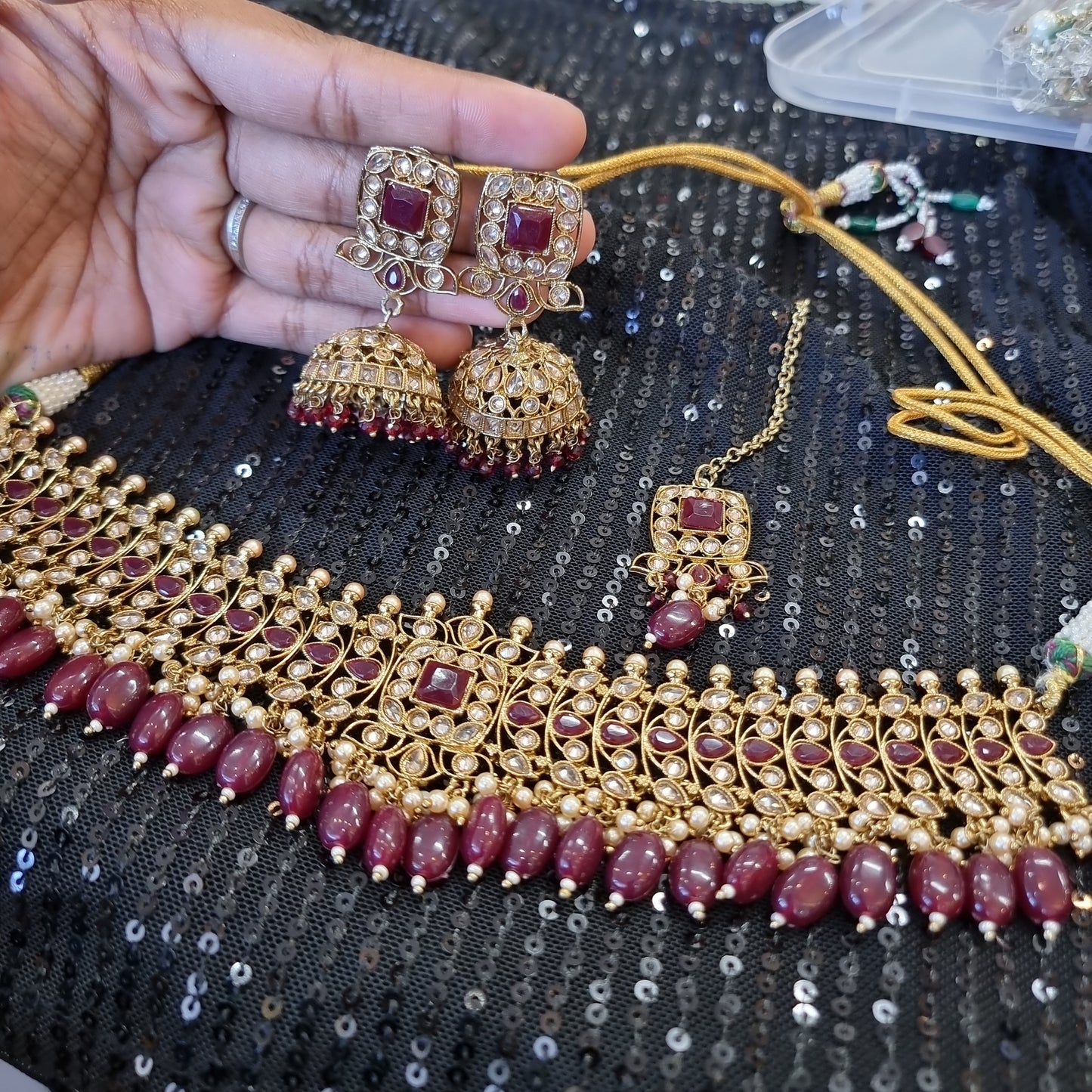 Beautiful designer polki necklace set