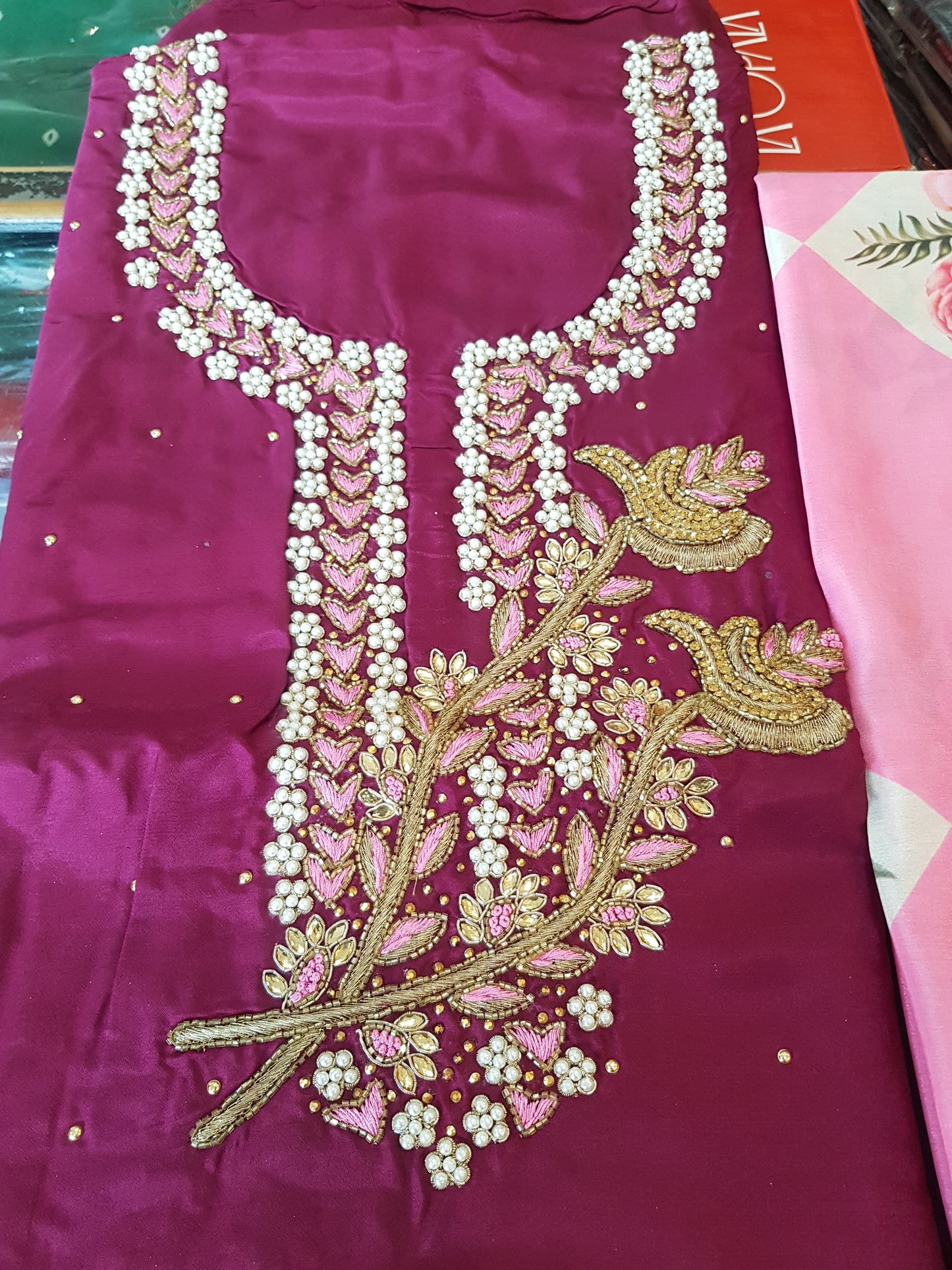 Beautiful designer unstiched suit with printed duppatta