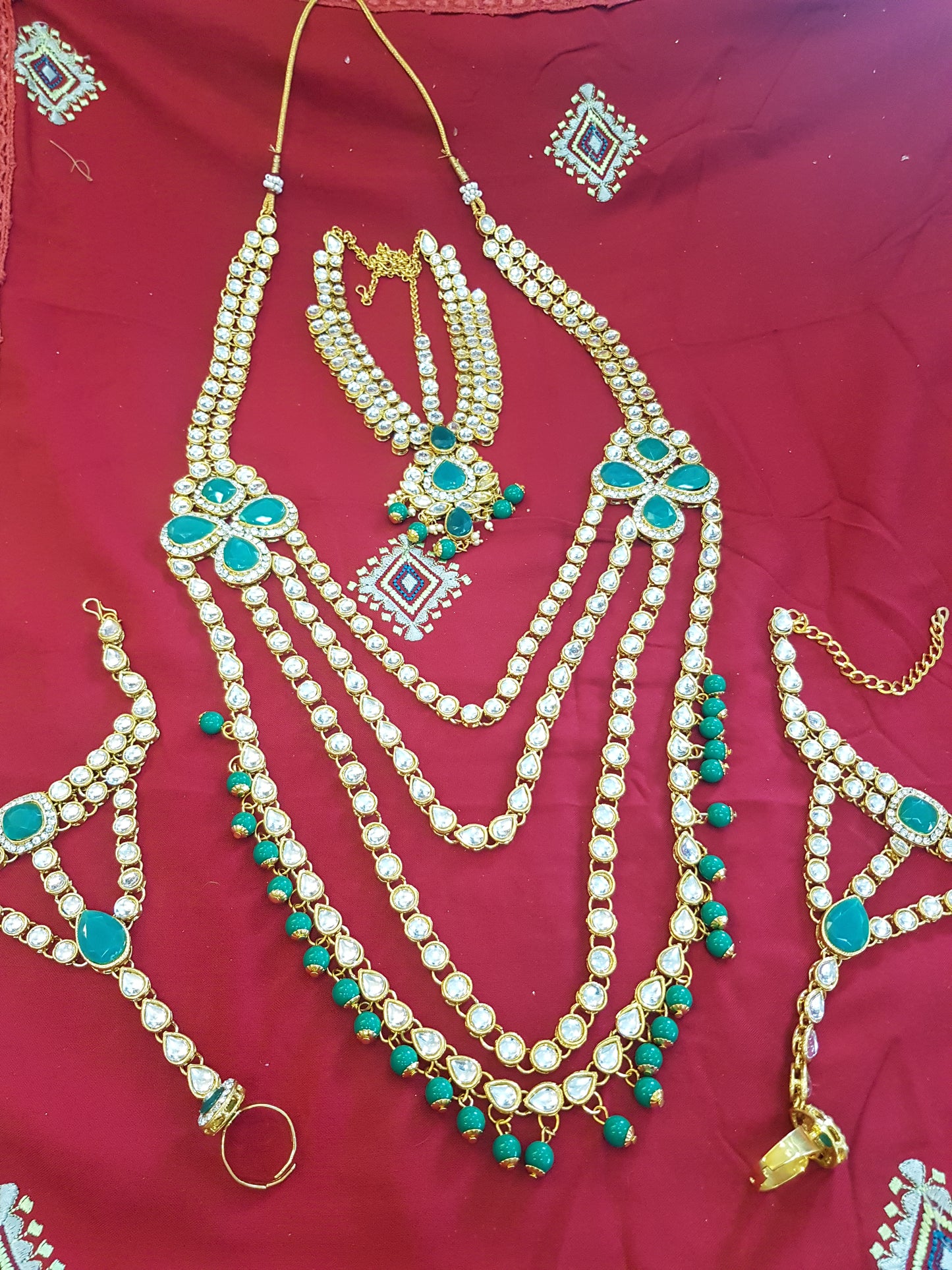 Beautiful designer  long necklace with hand sets and Martha patti