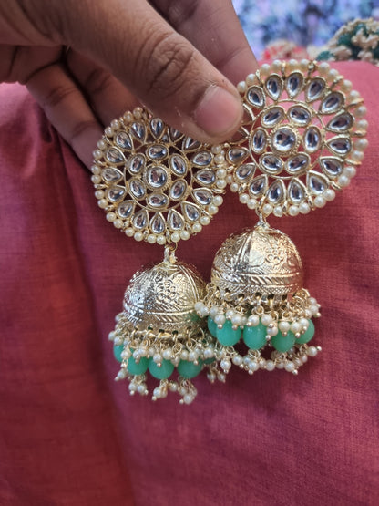 Beautiful designer Kundan jhumkas