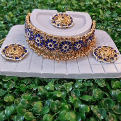 Beautiful designer choker set with stud earings n tikkah